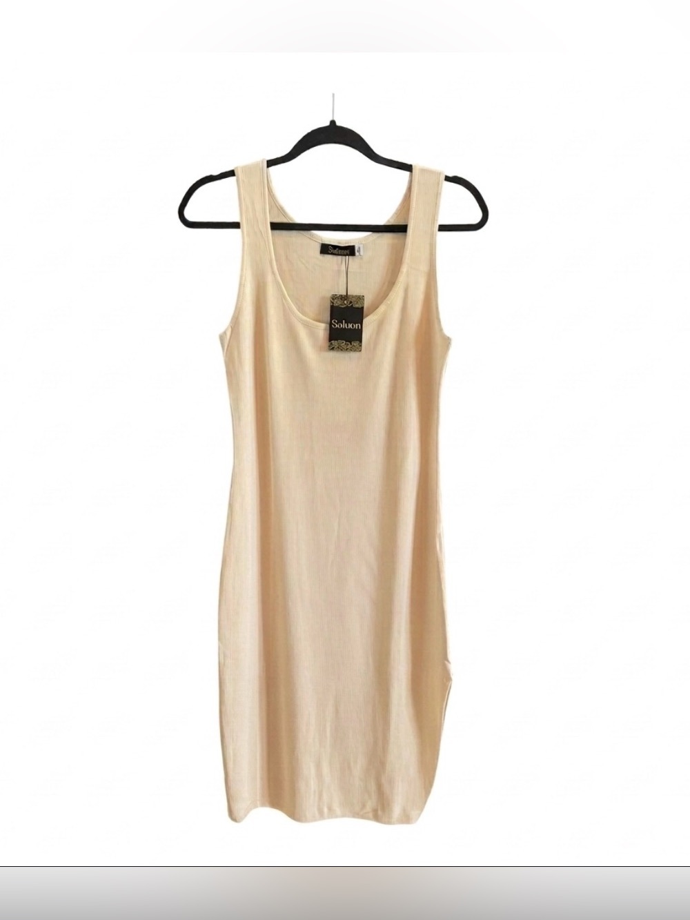 Saturn Knit Tank Midi Dress in Light Beige